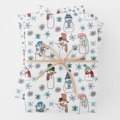 Sneeuwman en sneeuwvlokken Wrapping Paper Set van (In situ)