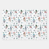 Sneeuwman en sneeuwvlokken Wrapping Paper Set van (Voorkant)