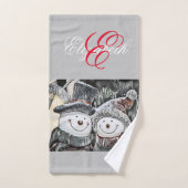 Sneeuwman en sneeuwvrouw die de doekset tekent bad handdoek (Handdoek)