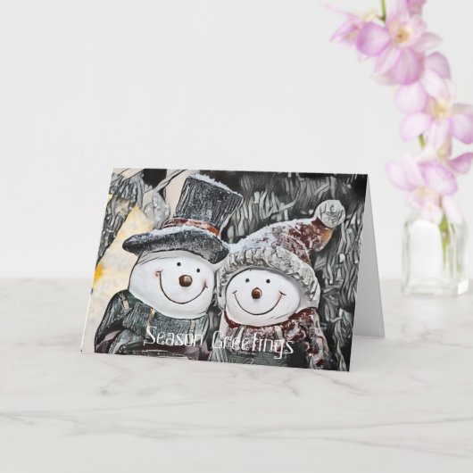 Sneeuwman en sneeuwvrouw die  Kaart tekent (Orchidee)