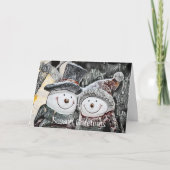 Sneeuwman en sneeuwvrouw die  Kaart tekent (Voorkant)