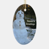 Sneeuwman en Sneeuwvrouw Omkeerbaar Keramisch Ornament (Rechts)