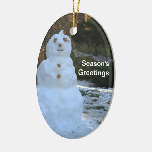 Sneeuwman en Sneeuwvrouw Omkeerbaar Keramisch Ornament (Links)