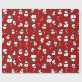 Sneeuwman en snoep Canes Kerstmis Cadeaupapier (Vlak)