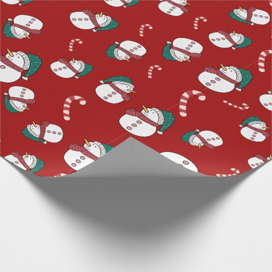 Sneeuwman en snoep Canes Kerstmis Cadeaupapier (Hoek)