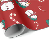 Sneeuwman en snoep Canes Kerstmis Cadeaupapier (Rol Hoek)