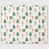 Sneeuwman en snoepriet cadeaupapier (Vlak)