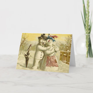 Sneeuwman en snowwoman Kerstmiskaart Feestdagen Kaart
