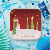 Sneeuwman en ster patroon papieren bordje (Feest)