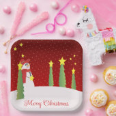 Sneeuwman en ster patroon papieren bordje (Feest)