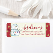 Sneeuwman en String lichten Adres Etiket (Insitu)