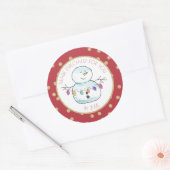 Sneeuwman en String Lights Ronde Sticker (Envelop)