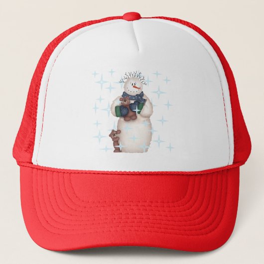 Sneeuwman en Teddyberen Tshirts en geschenken Trucker Pet (Voorkant)