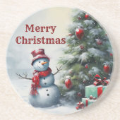 Sneeuwman en Tree Sandstone Onderzetter (Voorkant)