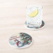 Sneeuwman en Tree Sandstone Onderzetter (Zijkant)