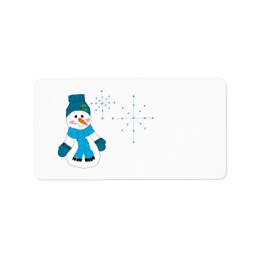Sneeuwman en vlokken etiket (Voorkant)