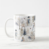 Sneeuwman en vogelpatroon voor winterwonderland koffiemok (Links)