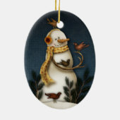 sneeuwman en vogelsierplant keramisch ornament (Achterkant)