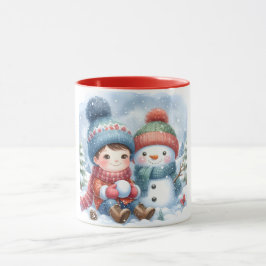 Sneeuwman en vrienden Kinderen Kerstmis mok