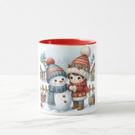 Sneeuwman en vrienden Kinderen Kerstmis mok