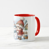 Sneeuwman en vrienden Kinderen Kerstmis mok (Voorkant rechts)