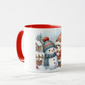 Sneeuwman en vrienden Kinderen Kerstmis mok (Voorkant links)
