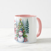 Sneeuwman en vrienden Kinderen Kerstmis mok (Voorkant rechts)