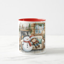 Sneeuwman en vrienden Kinderen Kerstmis mok