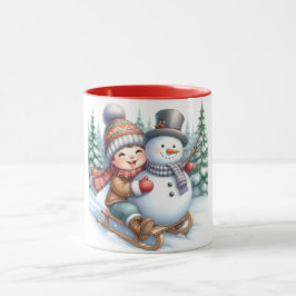Sneeuwman en vrienden Kinderen Kerstmis mok