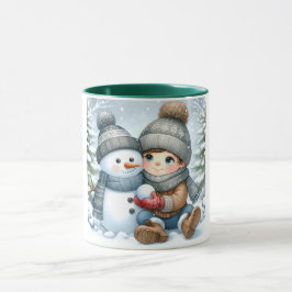 Sneeuwman en vrienden kinderkerst mok