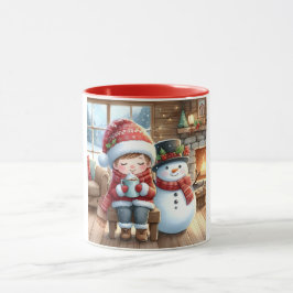 Sneeuwman en vrienden kinderkerst mok
