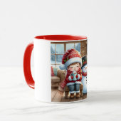 Sneeuwman en vrienden kinderkerst mok (Voorkant links)