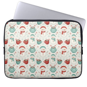 Sneeuwman en warme chocolademelk kerst naadloos pa laptop sleeve