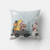 Sneeuwman en Wilde Dieren Kerst Kussen (Achterkant)