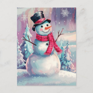 Sneeuwman en Winter Sfeer Briefkaart