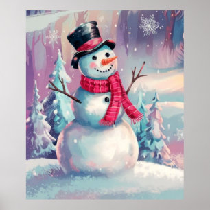 Sneeuwman en Winter Sfeer Poster