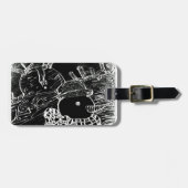 Sneeuwman en Yaie met zwarte kerst Bagagelabel (Voorkant horizontaal)