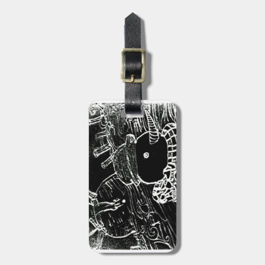 Sneeuwman en Yaie met zwarte kerst Bagagelabel (Voorkant verticaal)