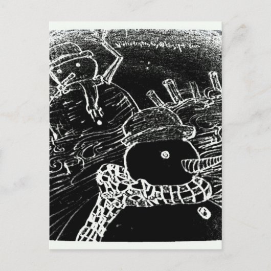 Sneeuwman en Yaie met zwarte kerst Briefkaart (Voorkant)