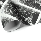 Sneeuwman en Yaie met zwarte kerst Cadeaupapier (Rol Hoek)