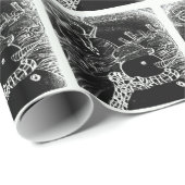 Sneeuwman en Yaie met zwarte kerst Cadeaupapier (Rol Hoek)