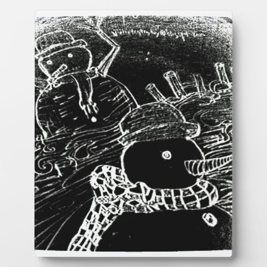 Sneeuwman en Yaie met zwarte kerst Fotoplaat (Voorkant)