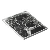 Sneeuwman en Yaie met zwarte kerst Notitieblok (Schuin)