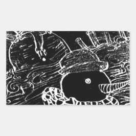 Sneeuwman en Yaie met zwarte kerst Rechthoekige Sticker