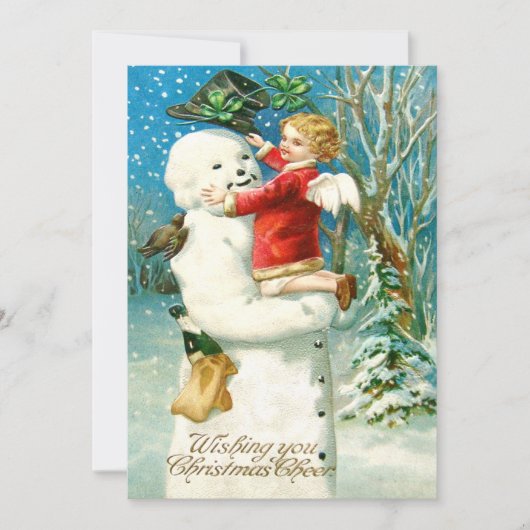 Sneeuwman Engel Cherub Vierbladige Klaver (Voorkant)