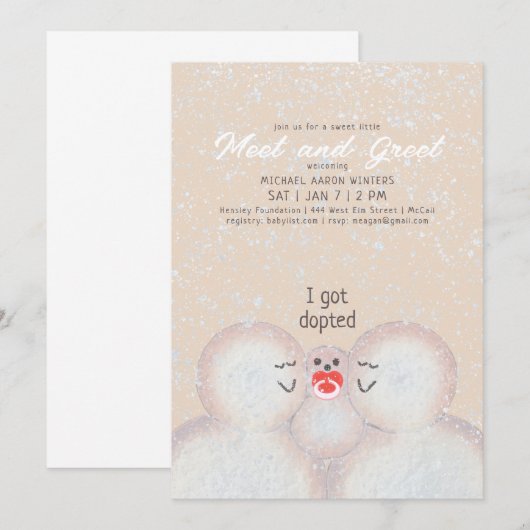 Sneeuwman Familie Adoptie Douche Uitnodiging (Voorkant / Achterkant)