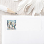 Sneeuwman Familie Adresetiketten Etiket (Insitu)