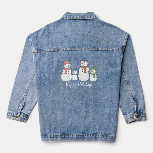 Sneeuwman Familie Denim Jacket (Achterkant)