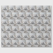 Sneeuwman familie in een winterlandveld cadeaupapier (Vlak)