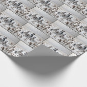 Sneeuwman familie in een winterlandveld cadeaupapier (Hoek)